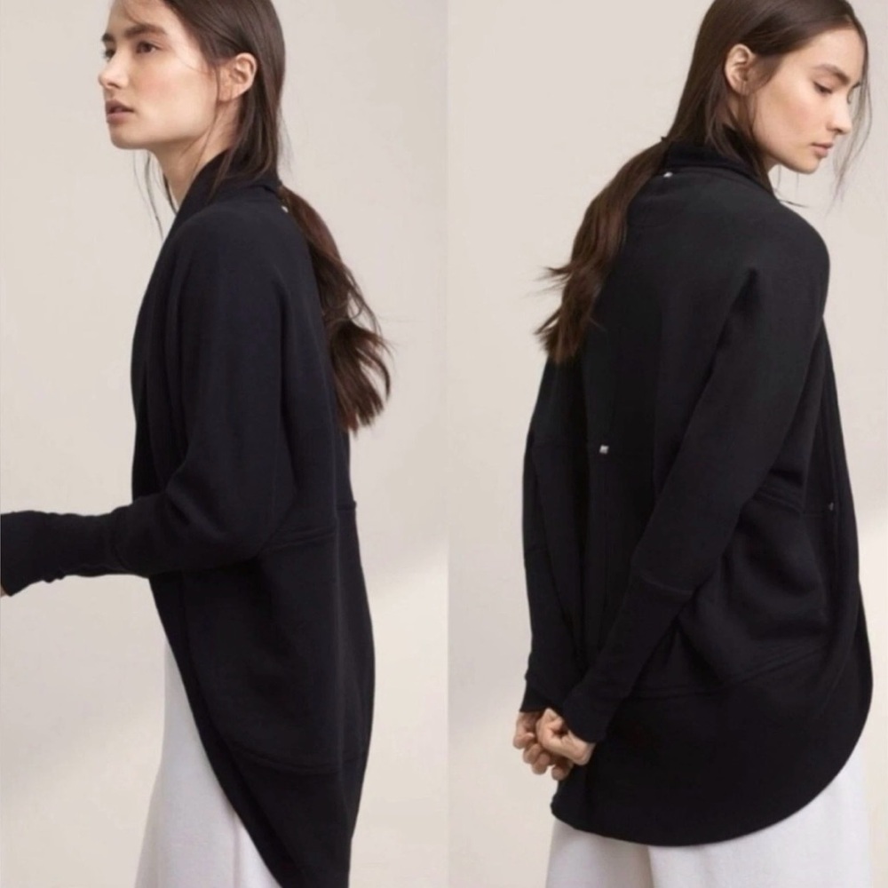 Aritzia Wilfred Diderot Slouchy Cocoon Sweater Cardigan Grey Cotton Modal XXS - Picture 2 of 15